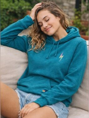 Rare⚡️Aviator Nation Lightning Hoodie, Peacock Blue, Women’s Size M